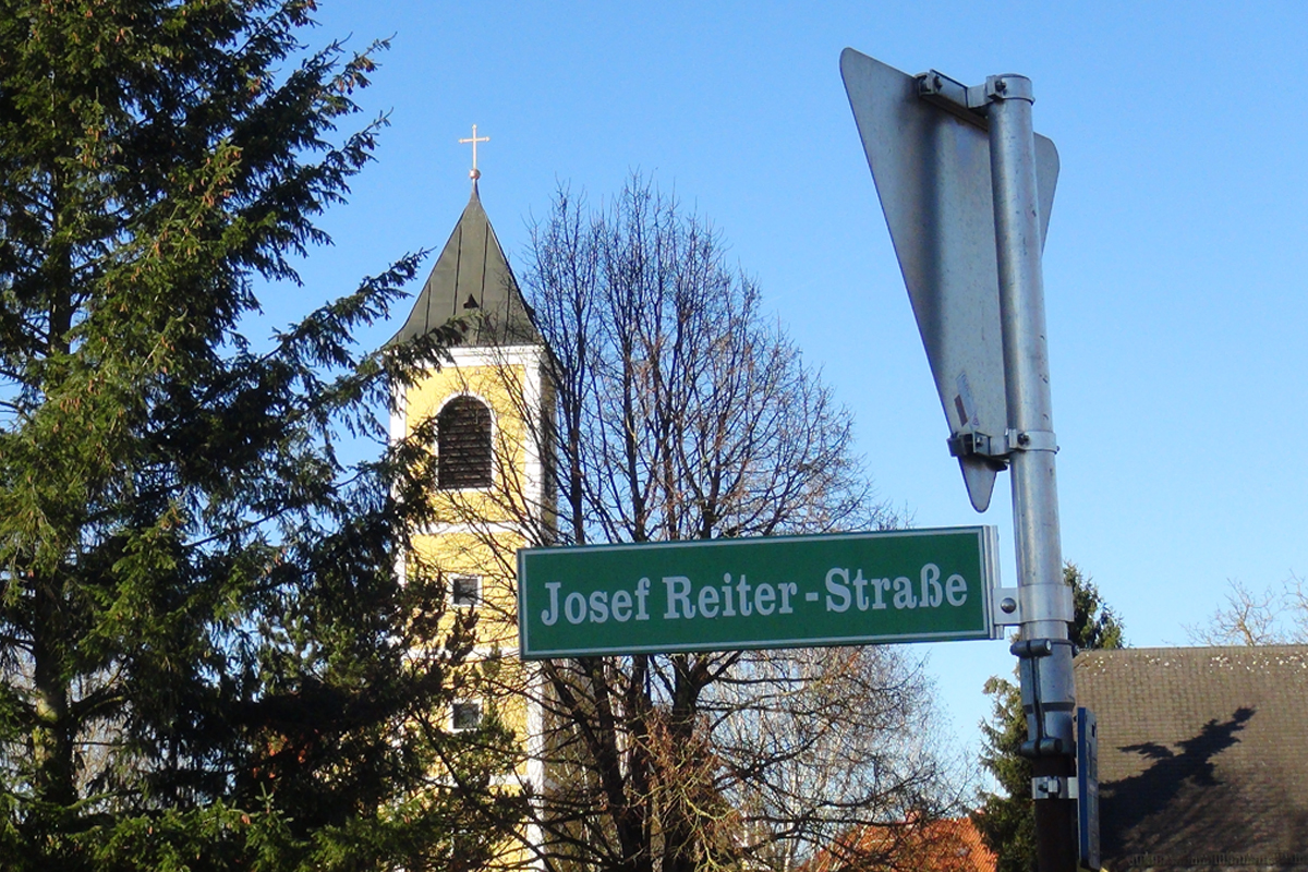 Straßenschild der Josef-Reiter-Straße in Braunau am Inn