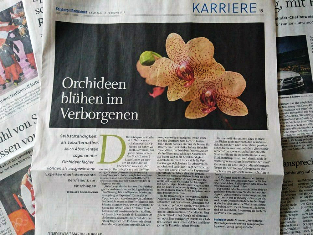 Salzburger Nachrichten: Orchideen blühen im Verborgenen, erfolgreiches Beispiel für die Pressearbeit