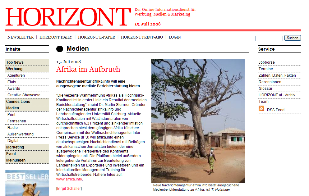Horizont: Afrika im Aufbruch - Beitrag über afrika.info