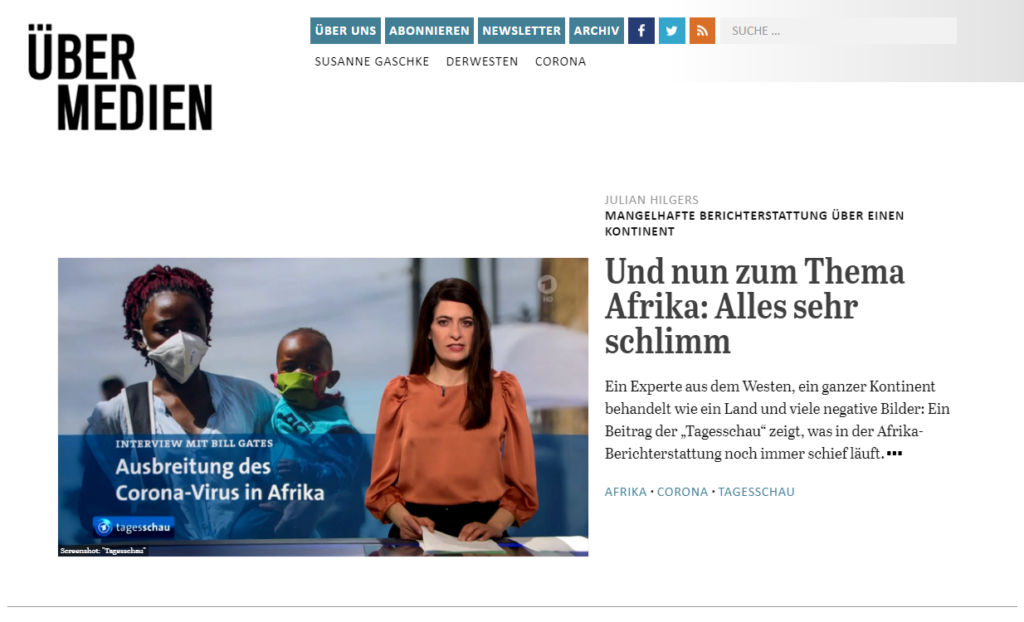 Über Medien: Und nun zum Thema Afrika - Alles sehr schlimm - Beitrag über die Medienberichterstattung zu corona in Afrika